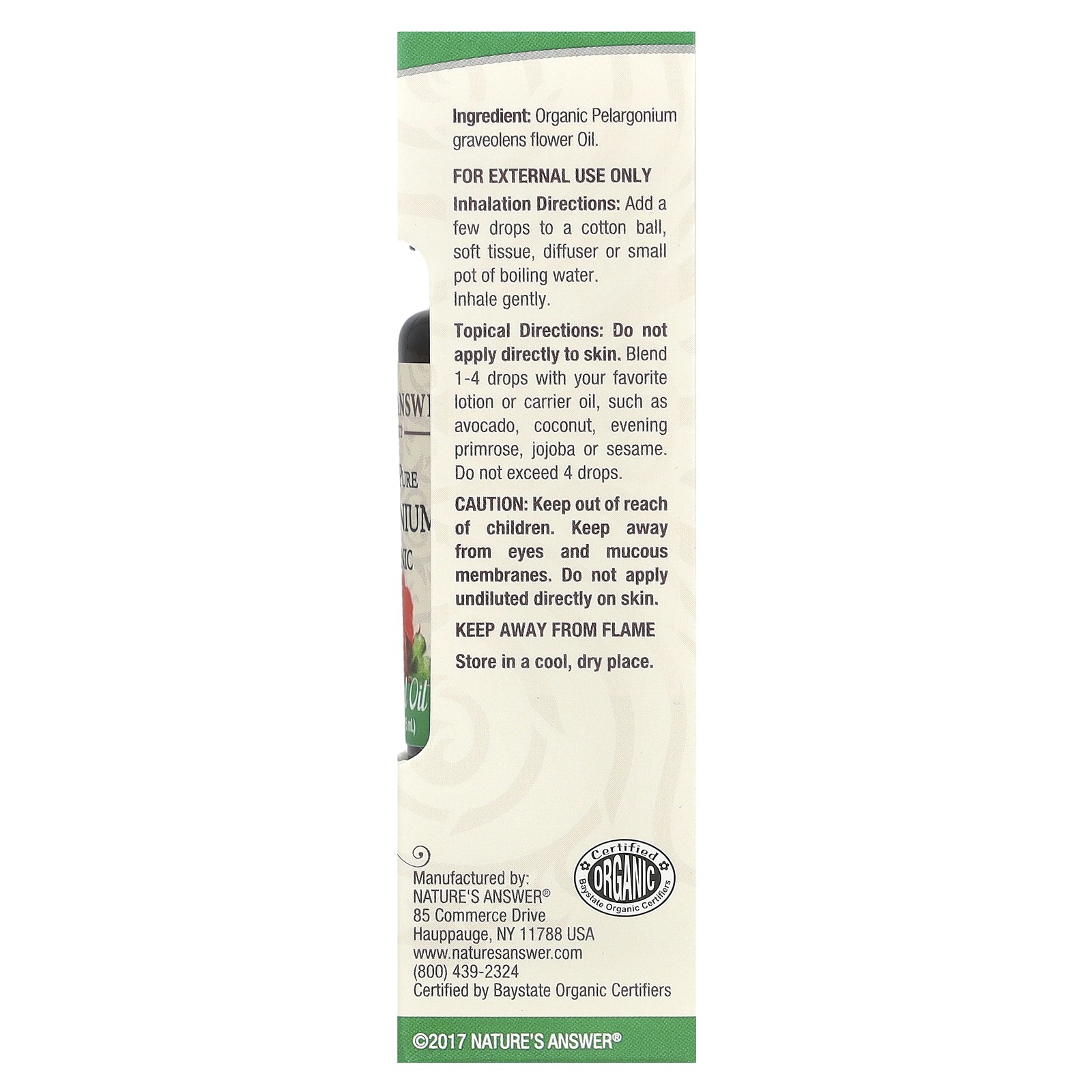 Nature s Answer Geranium Organic Essential Oil 0 5 fl oz 15 ml Gluten-Free,