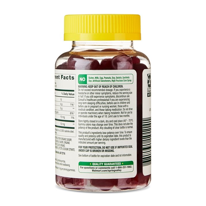 Spring Valley Melatonin Gummies 12 mg Sleep Support Vegetarian 60 Count