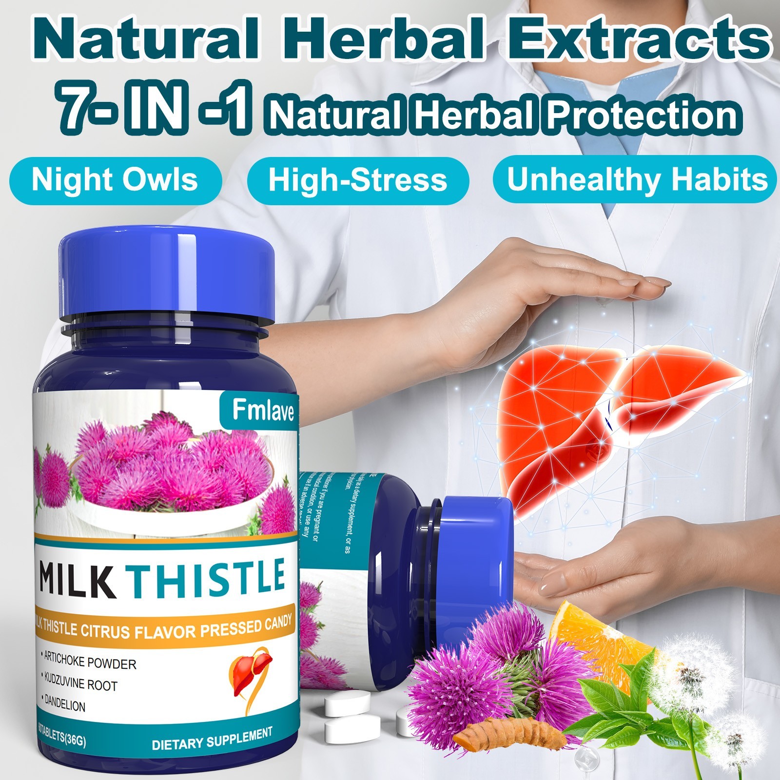 Liver Cleanse Detox Repair Formula w/Turmeric, Milk Thistle, Dandelion Artichoke