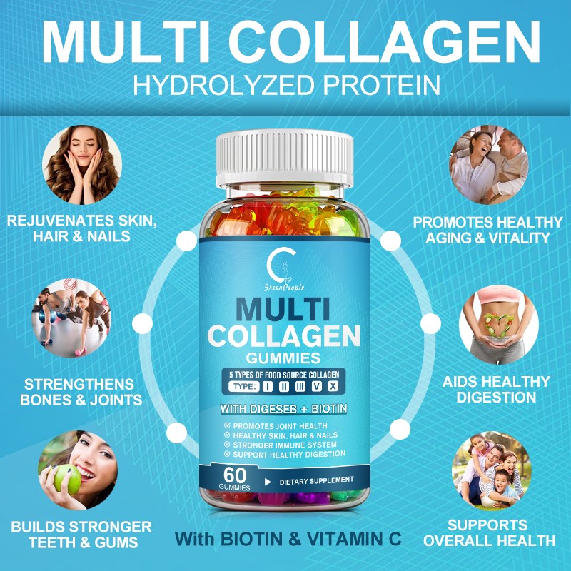 Collagen Vitamin Gummies for Hair, Skin, and Nails, Premium Collagen Supplement