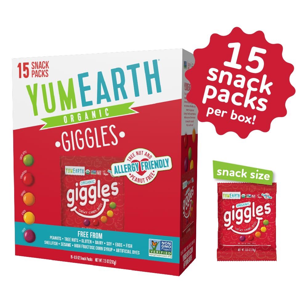 YumEarth Giggles Multicolor Fruit Snack Pack 15 Organic Vegan Allergy Free
