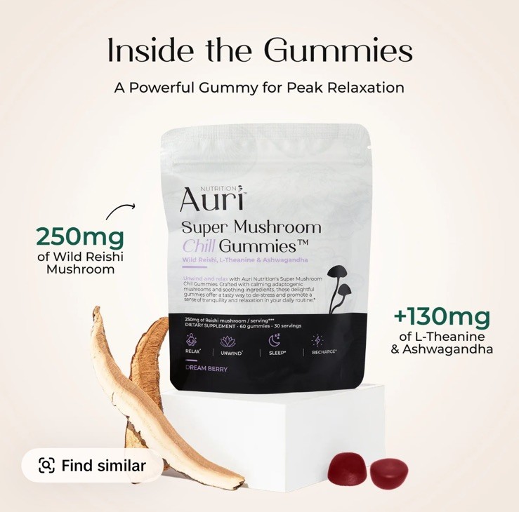 Auri Super Mushroom Chill Gummies – Natural Calming Aid & Stress/Sleep