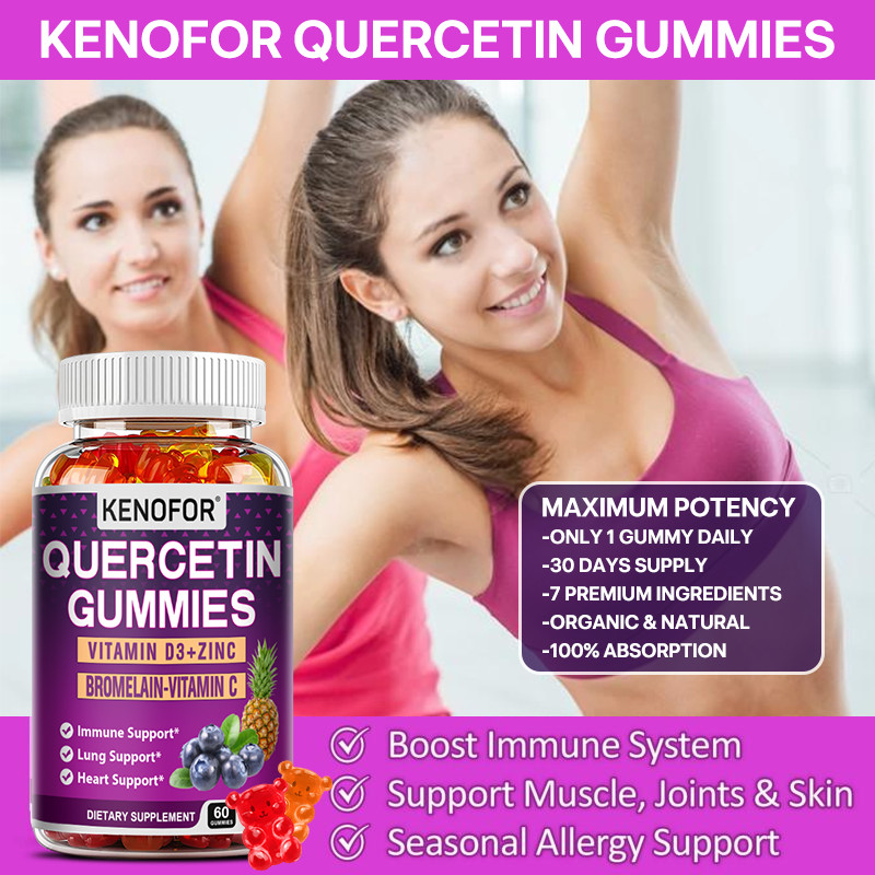 Quercetin 500mg with Bromelain Vitamin C + D3 Zinc Ashwagandha 60 Gummies