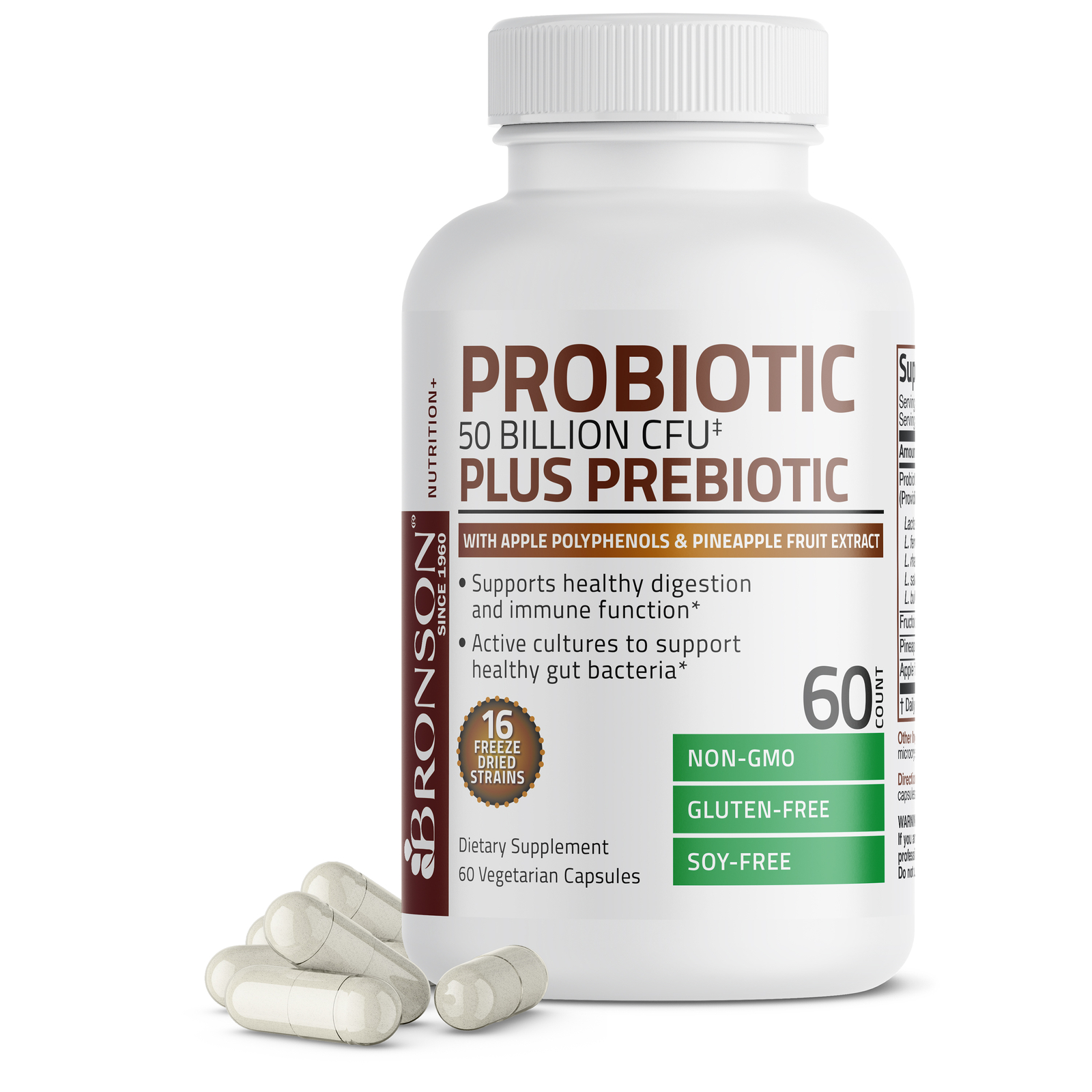 Probiotic 50 Billion CFU Plus Prebiotic Digestive Immune, 60 Vegetarian Capsules