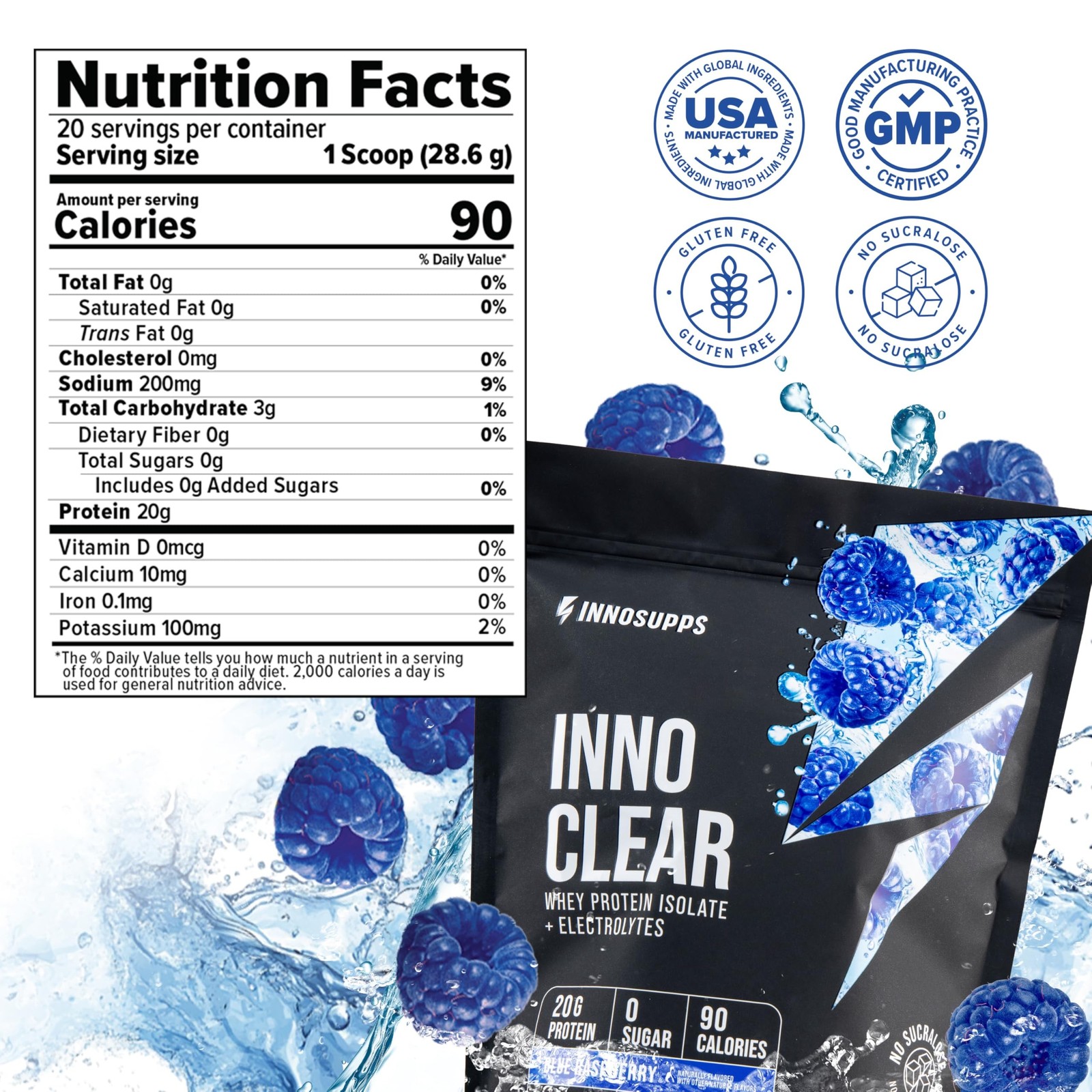 Inno Clear Whey Protein Powder – 20g Ultra-Filtered Clear Protein Powder, Ref…