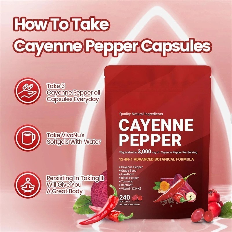 Softgels Cayenne Pepper Supports Leg Vein, 240 Softge /1 Bag Supplement