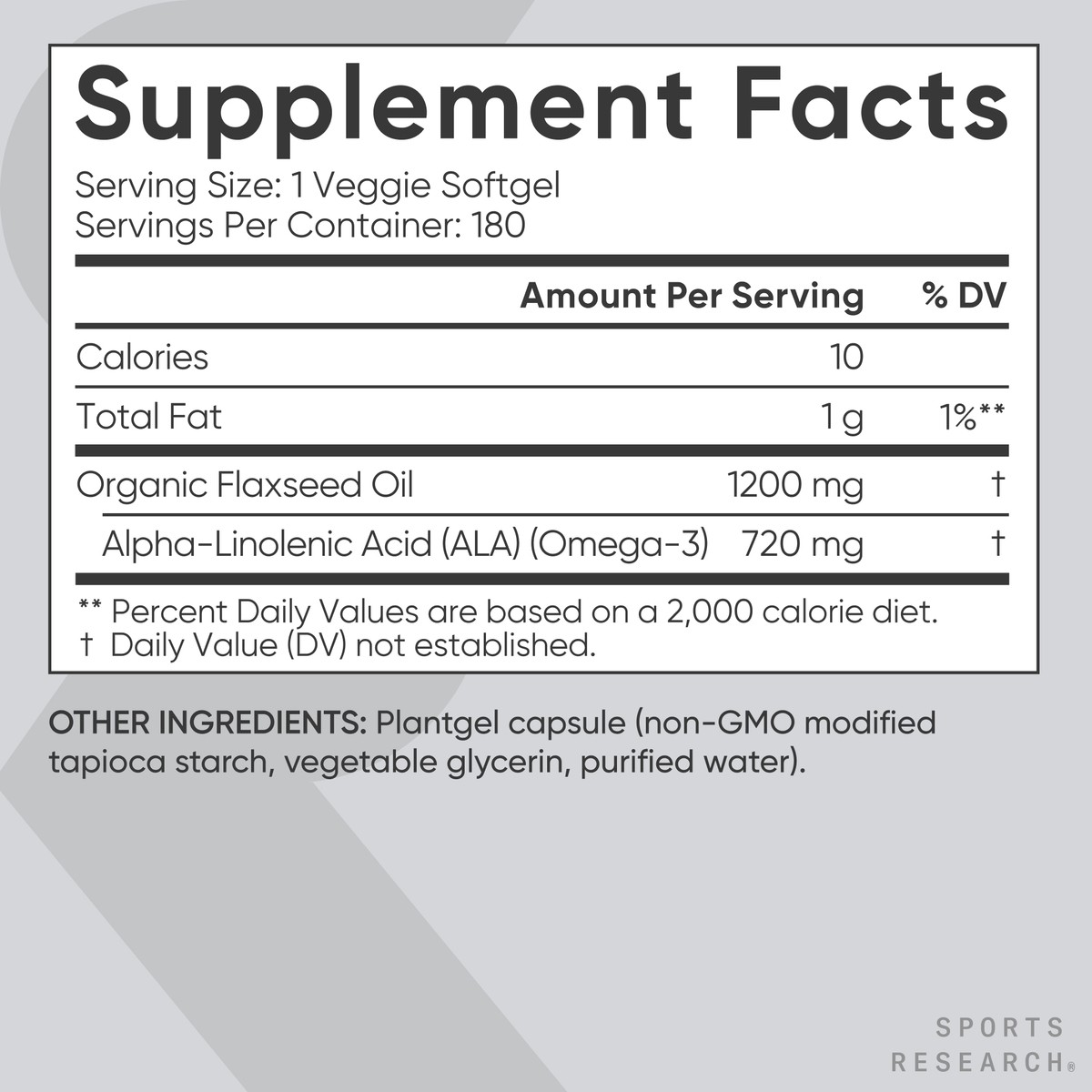 Vegan Flaxseed Oil 1200mg w/ ALA Omega 3 180 Softgels Non-GMO
