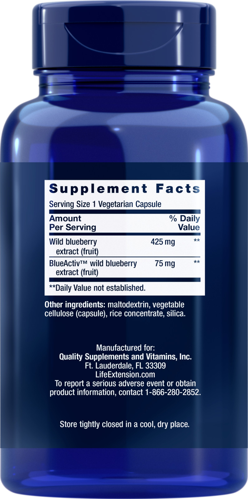 3 PACK Life Extension Blueberry Extract for Healthy DNA Function 60 Veg Capsules