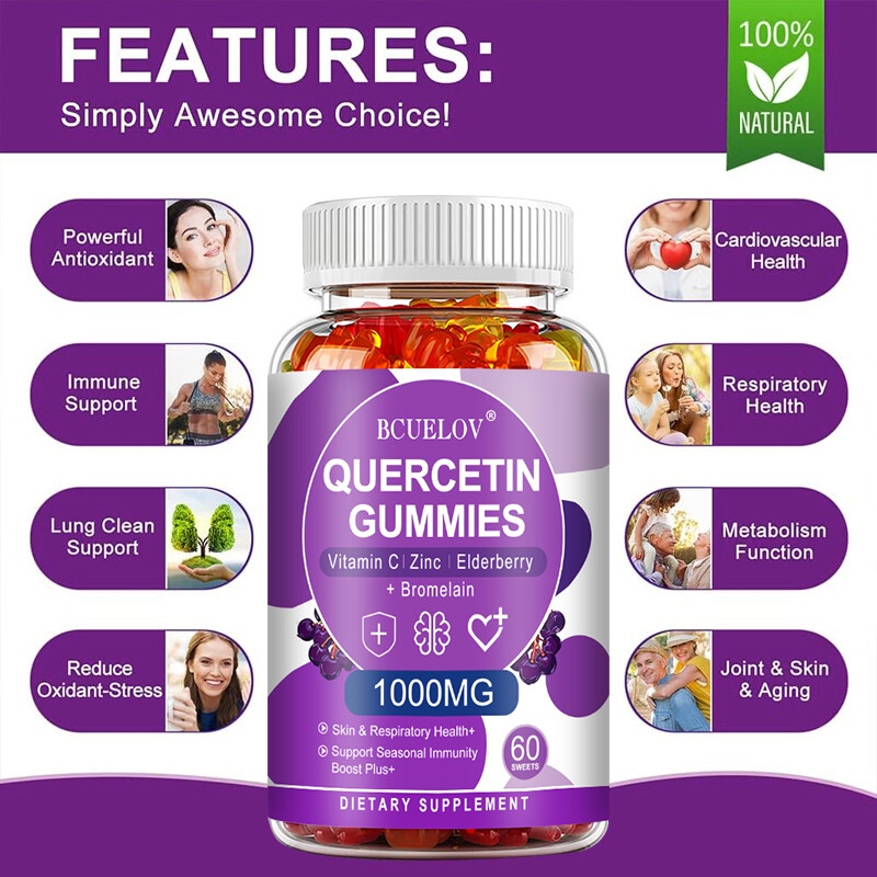 Quercetin Gummies 1000mg with Bromelain Vitamin C Zinc & Elderberry
