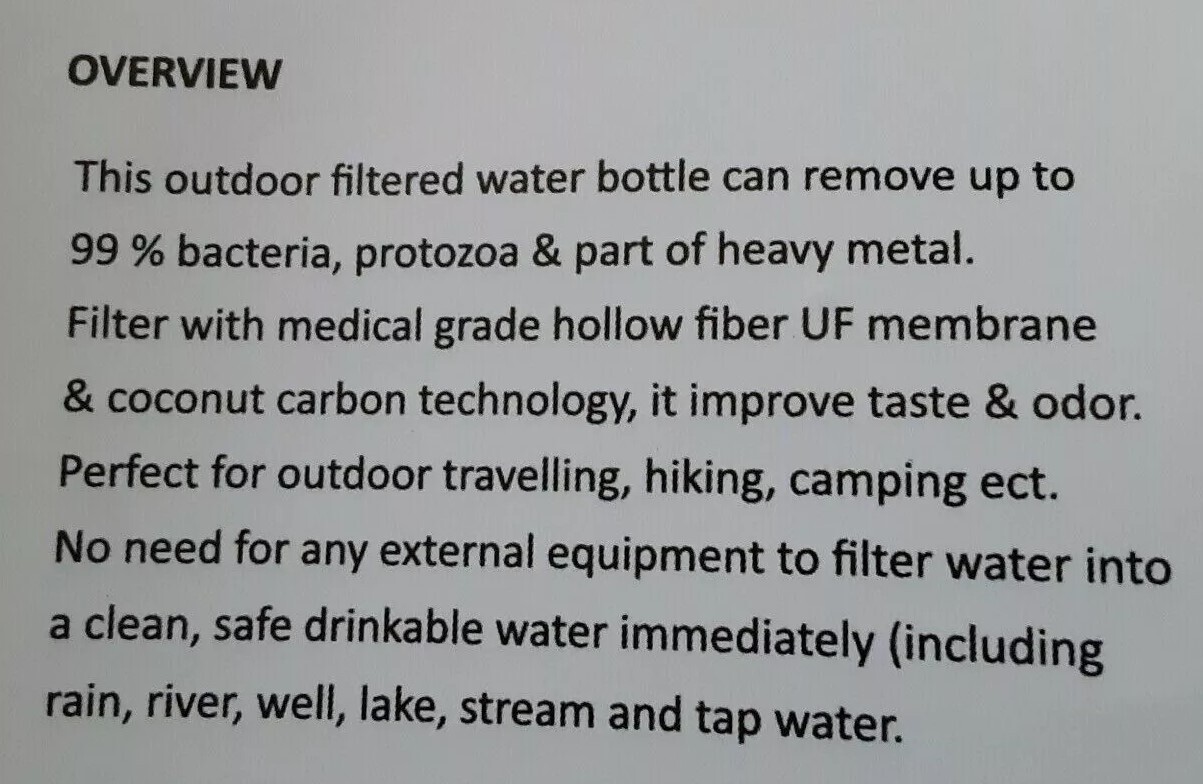 2 Joypur Filtered Sports Water Bottle Purifier Filter Outdoor Water Safely Blue