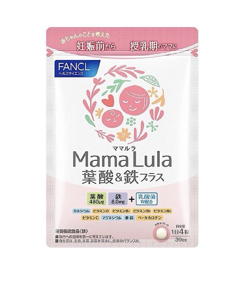 Original FANCL Mama Lula Folic Acid & Iron Plus (120 pcs) — Made in Japan