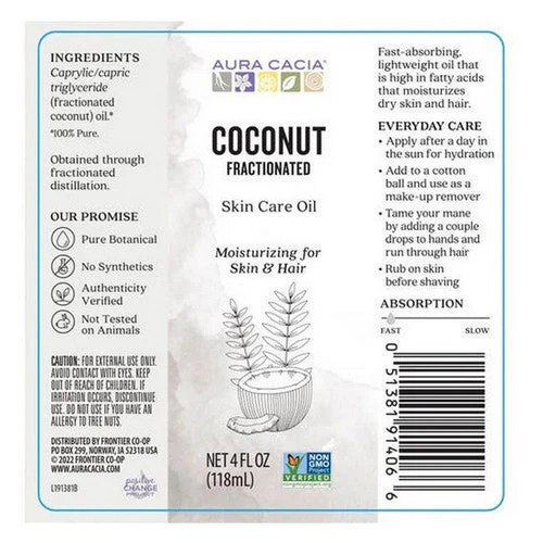 Coconut Fractioned Body Oil 4Oz By Aura Cacia