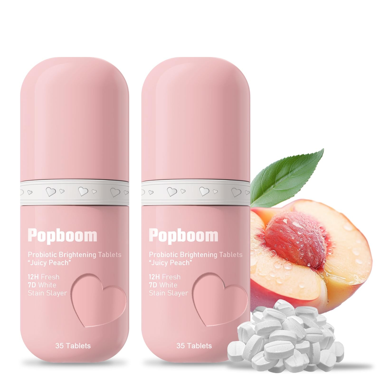 Popboom Probiotic Travel Size Mouthwash Tablets 0.04 Ounce (Pack of 70), Pink