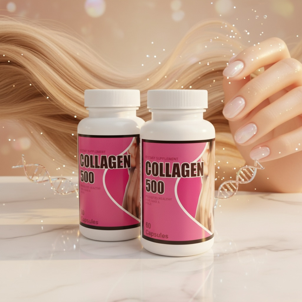 Collagen 500 mg x 60 Capsules each Skin Hair Nails Support | 2 Bottles