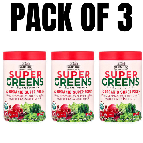 Super Greens Alkalizing Formula – Berry Flavor – 10.6 oz (300 g) – Pack of 3