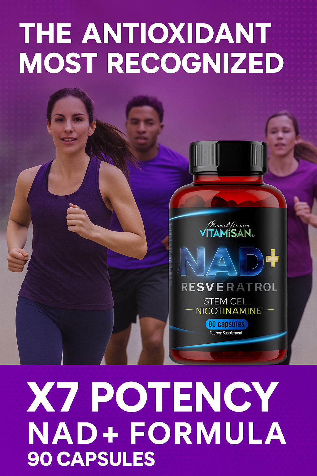 NAD+ Supplement for Anti-Aging Energy Focus & Nicotinamide Riboside Resveratrol