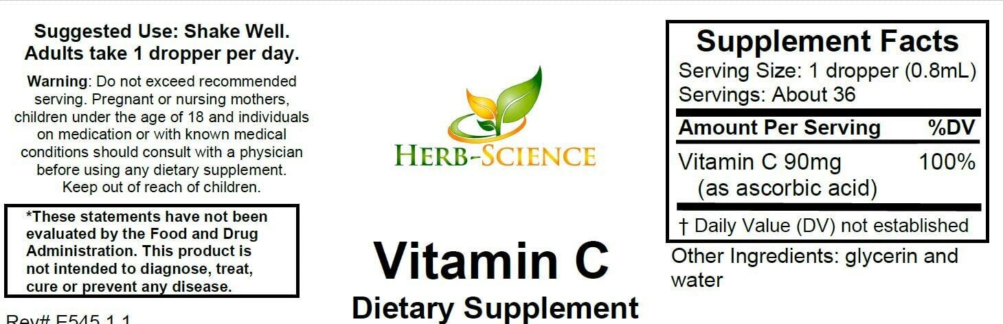Herb-Science Liquid Vitamin C – High Absorption, Alcohol Free, Vegan Antioxidant