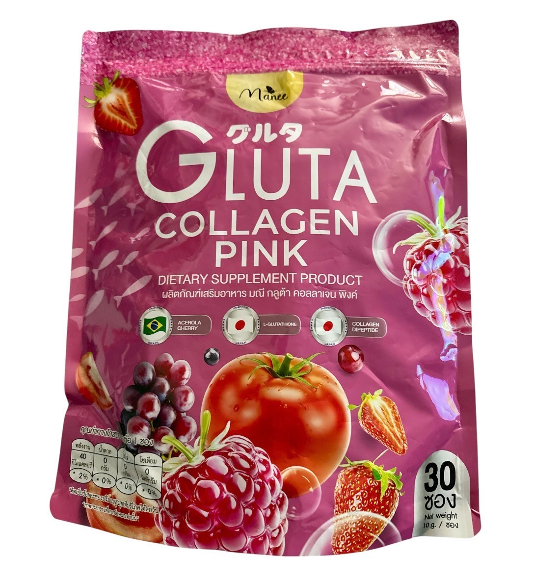 Manee Gluta Collagen Plus Mixed Berry Extract for Skin Bright Healthy 30 Sachet