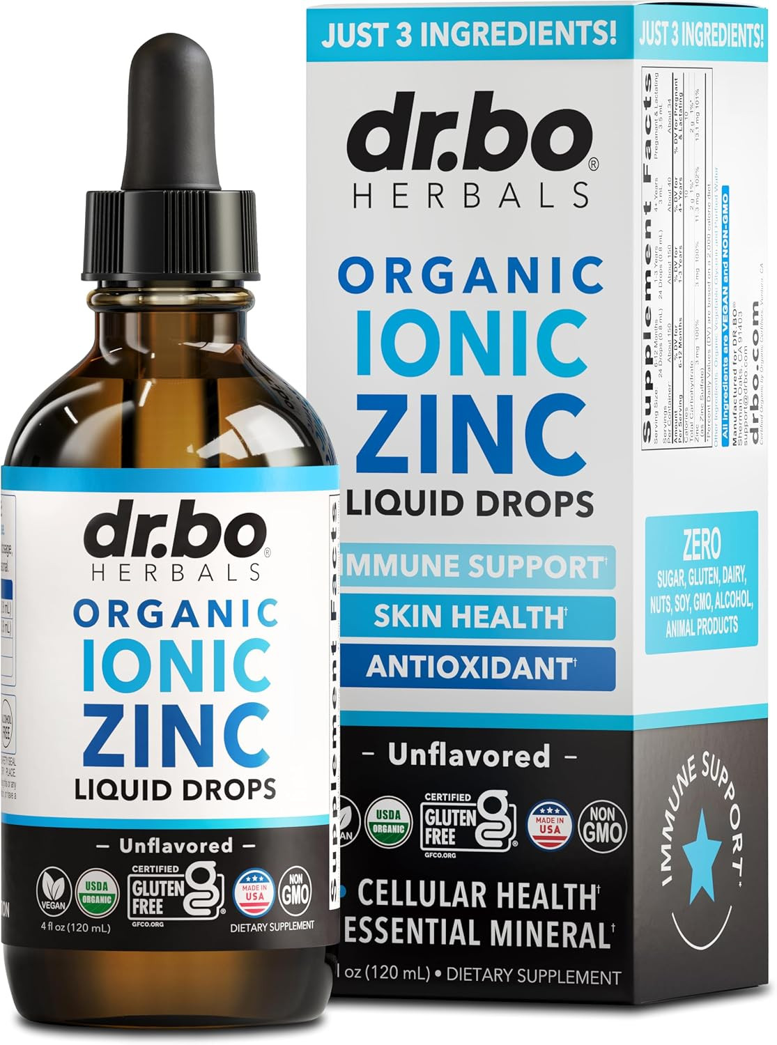 Zinc Supplements Liquid Drops Organic – Pure Organic Ionic Liquid Zinc Supplemen