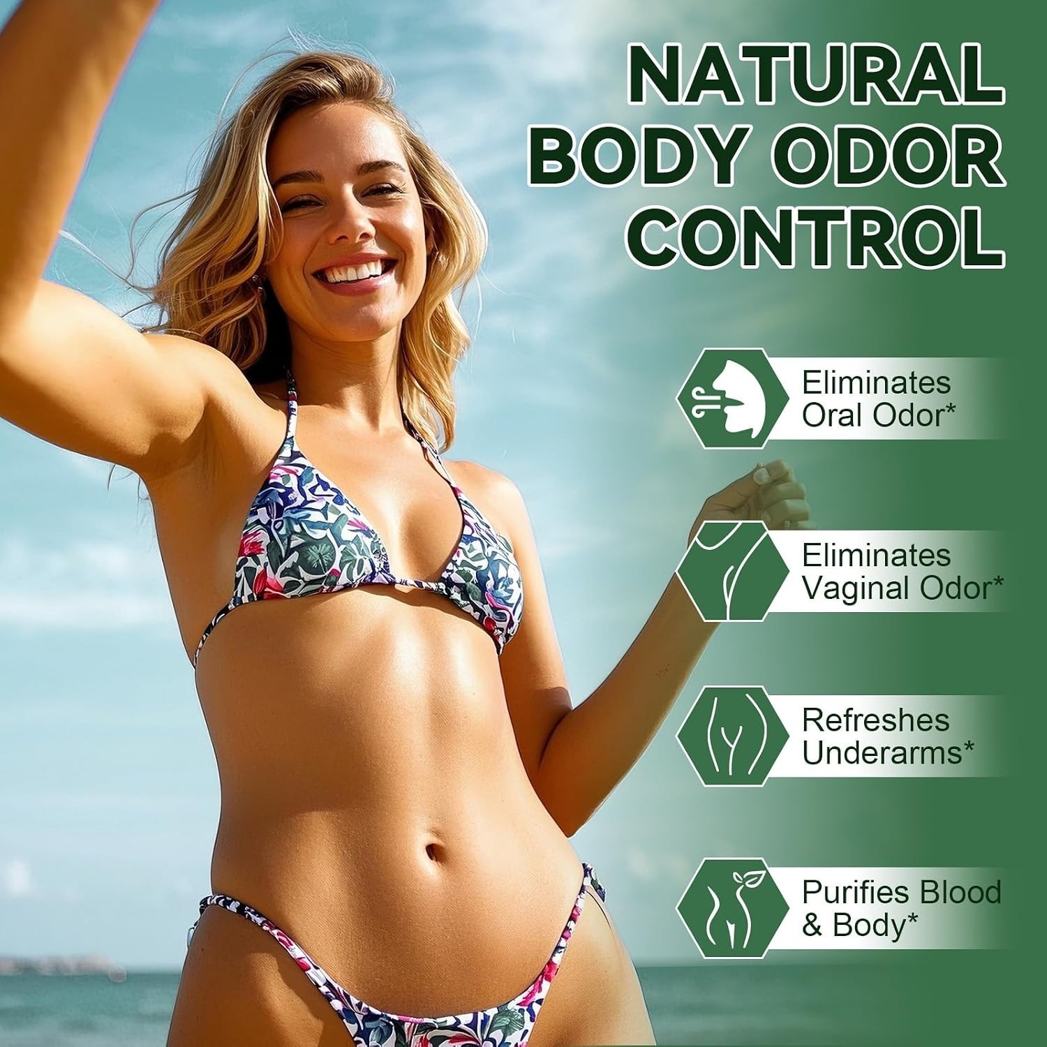 Chlorophyll Body Deodorizing Supplement with 10 Billion CFU Probiotic Free Shipp