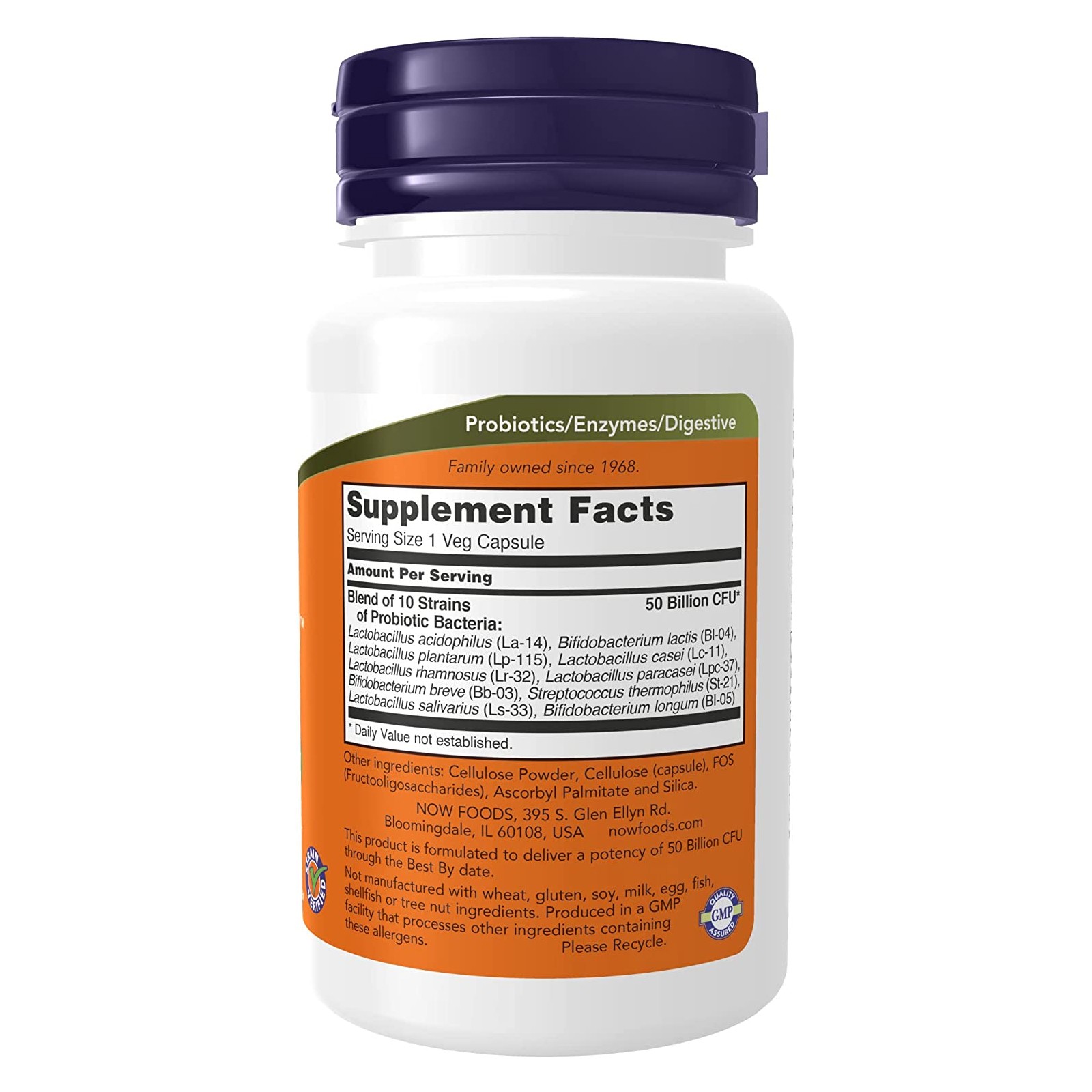 NOW FOODS Probiotic-10 50 Billion 50 Veg Caps, Clearance for Best By 11/2026
