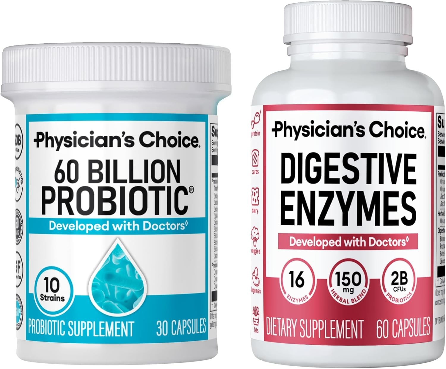 Physician’s CHOICE Advanced Gut Health Bundle: 60 Billion Probiotics 30ct
