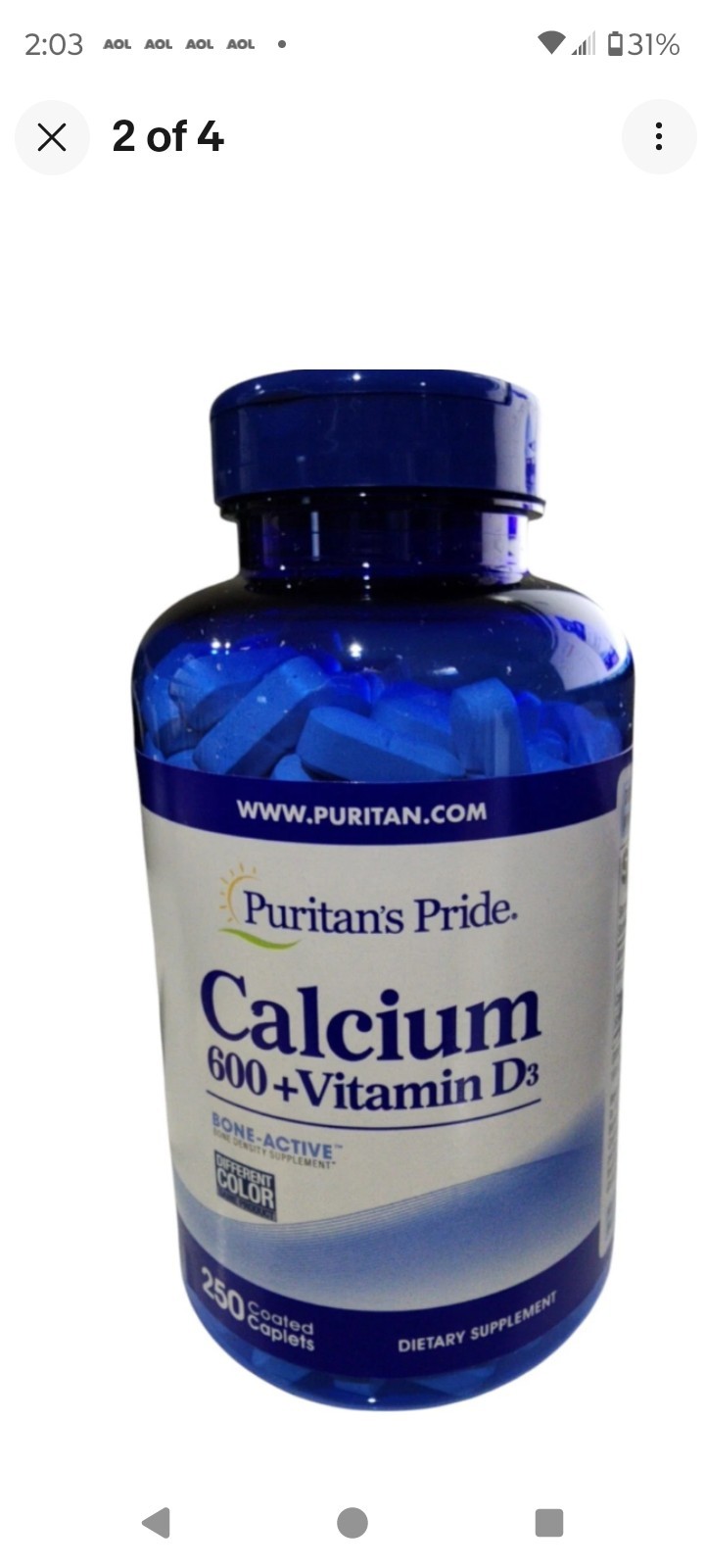Puritan’s Pride Calcium + D3 60 Caplets High Potency Bone Support Exp 09/2026