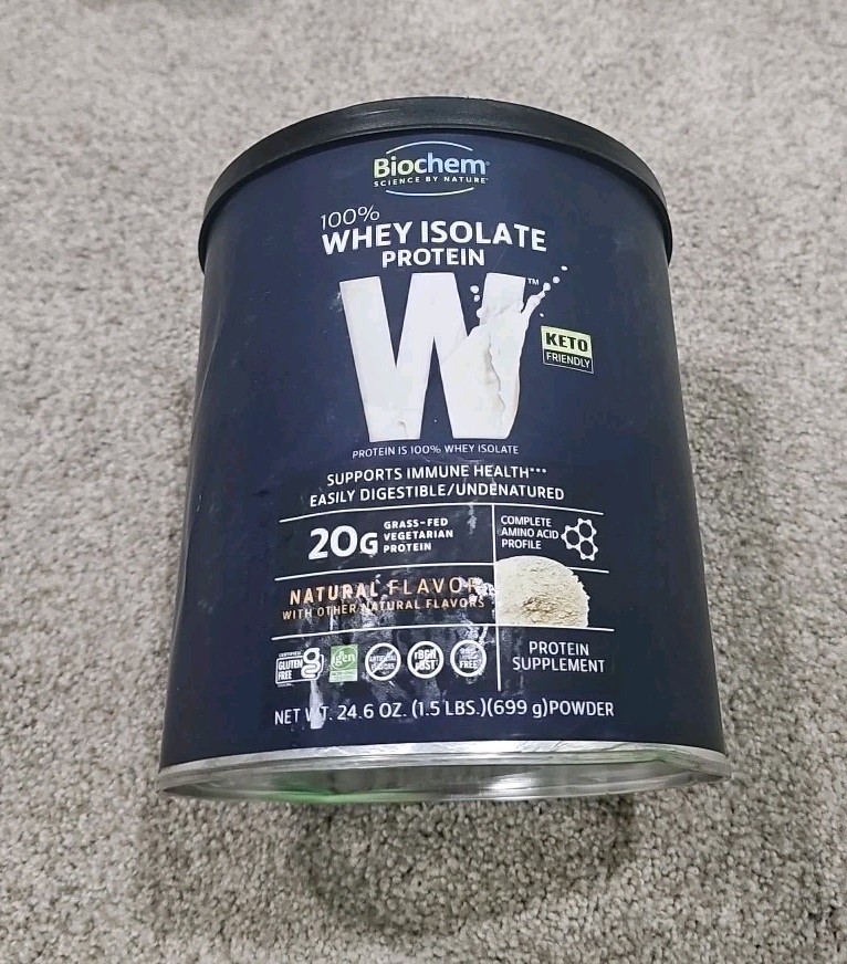 100% Whey Isolate Protein Powder, Natural Flavor *LARGER 1.5 lbs 699 g -Exp 9/27