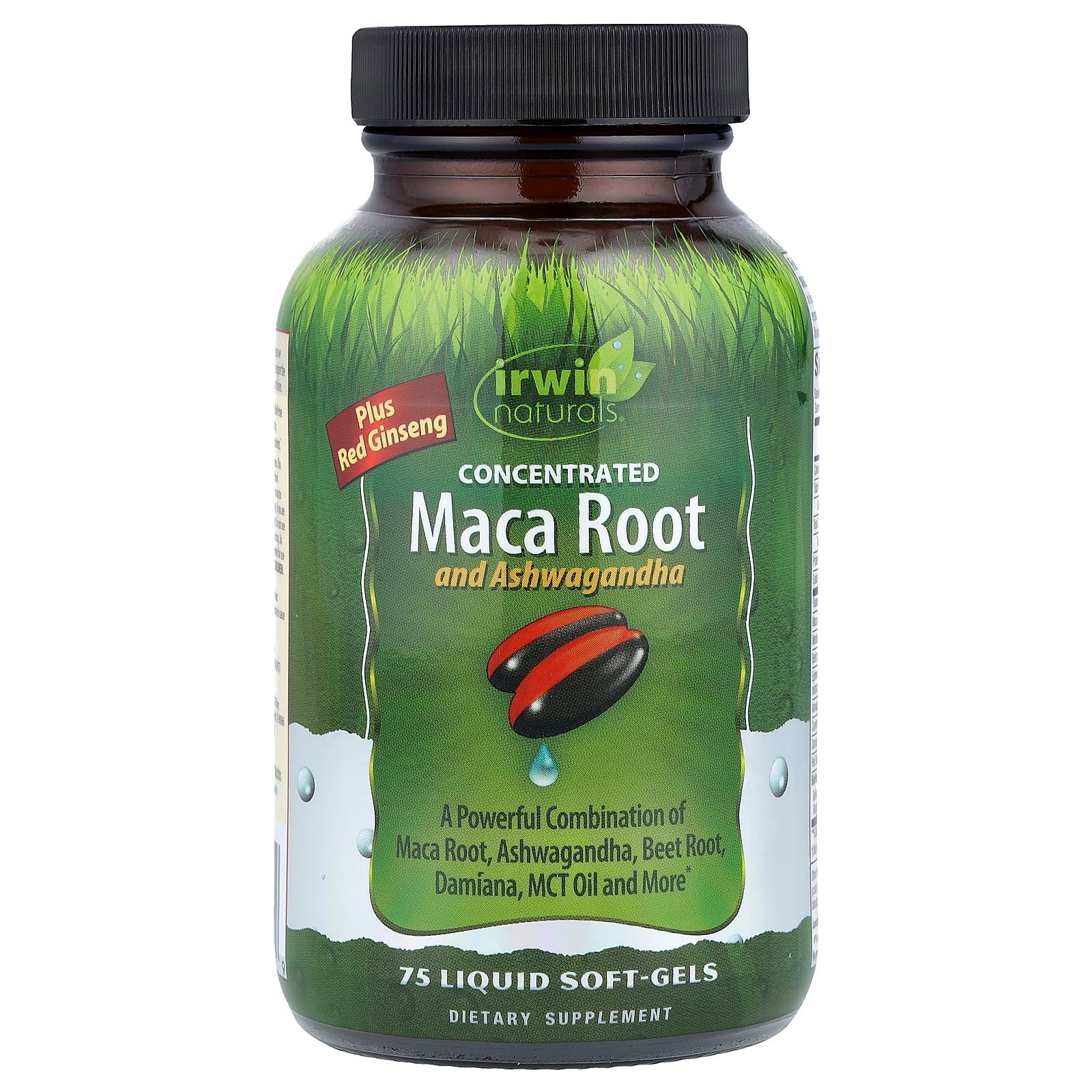 IRWIN NATURALS: – Maca Root & Ashwagandha, 75 Soft-gels. EXP. 1/27+GIFT-35Past.