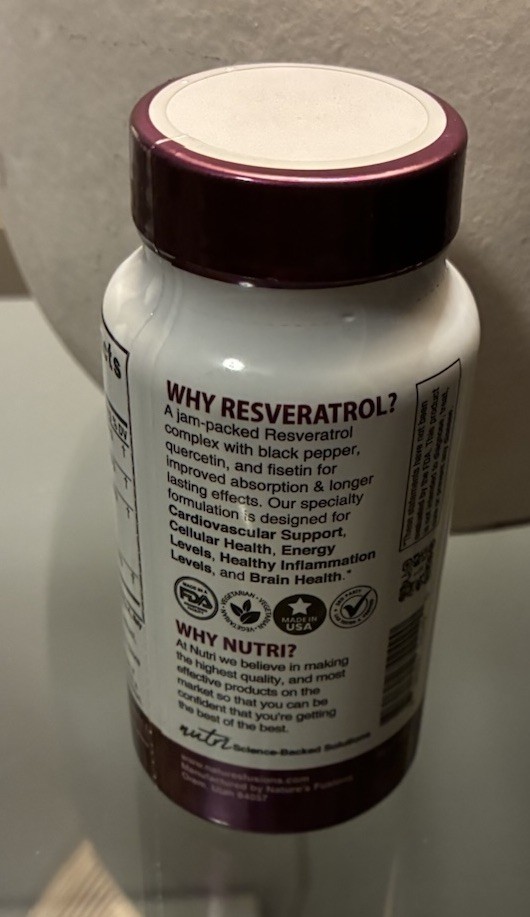 Nutri by Nature’s Fusions Resveratrol+ 15x More Bio available 1000mg 05/2028 New