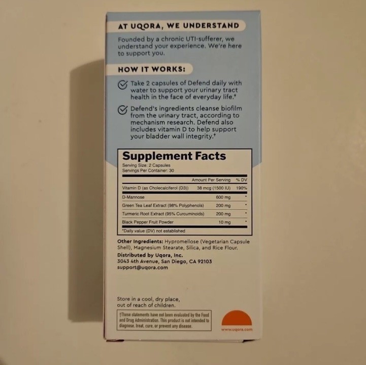 Uqora Defend Urinary Tract Supplement