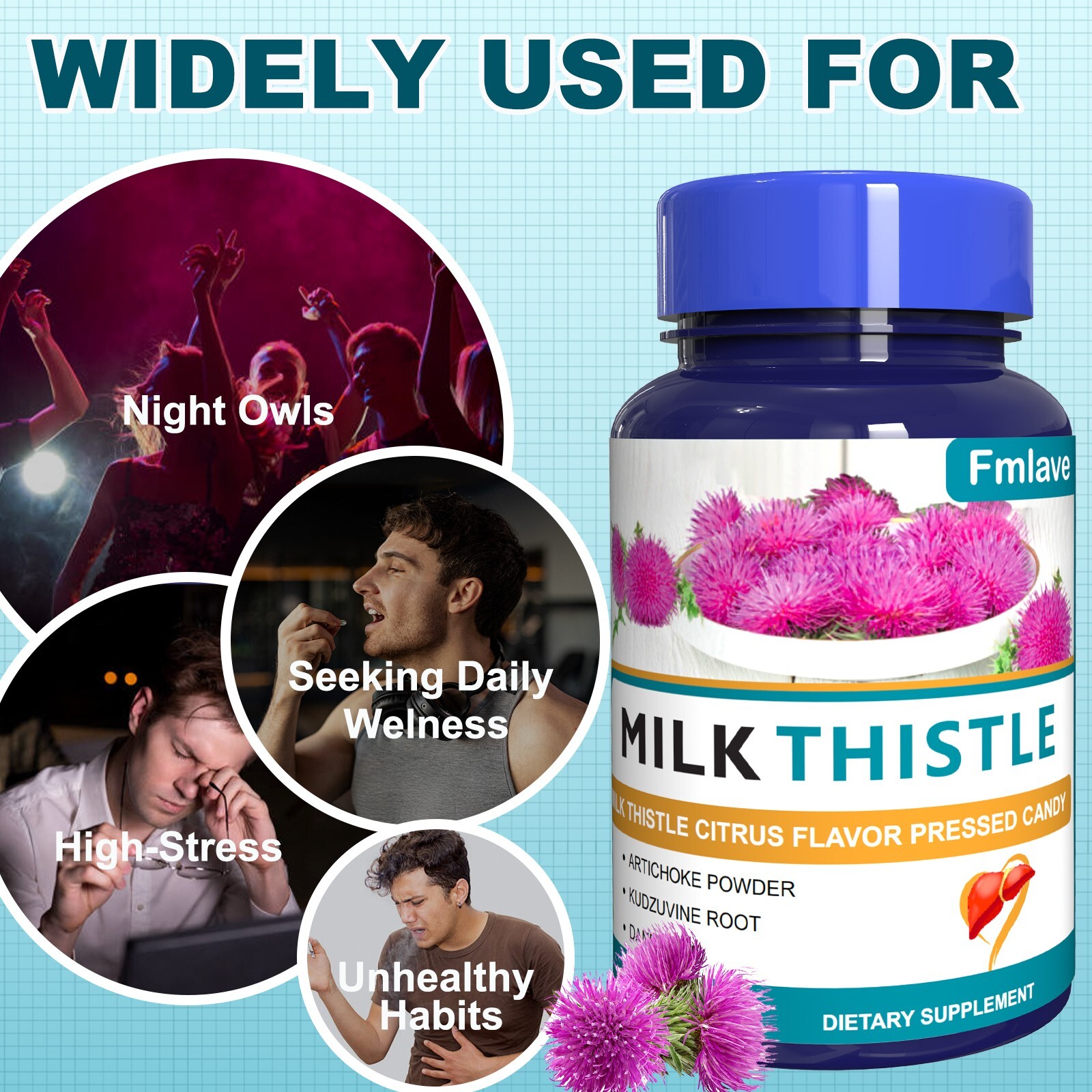 Liver Cleanse & Detox Support Supplement with Milk Thistle Dandelion 60 Tablets