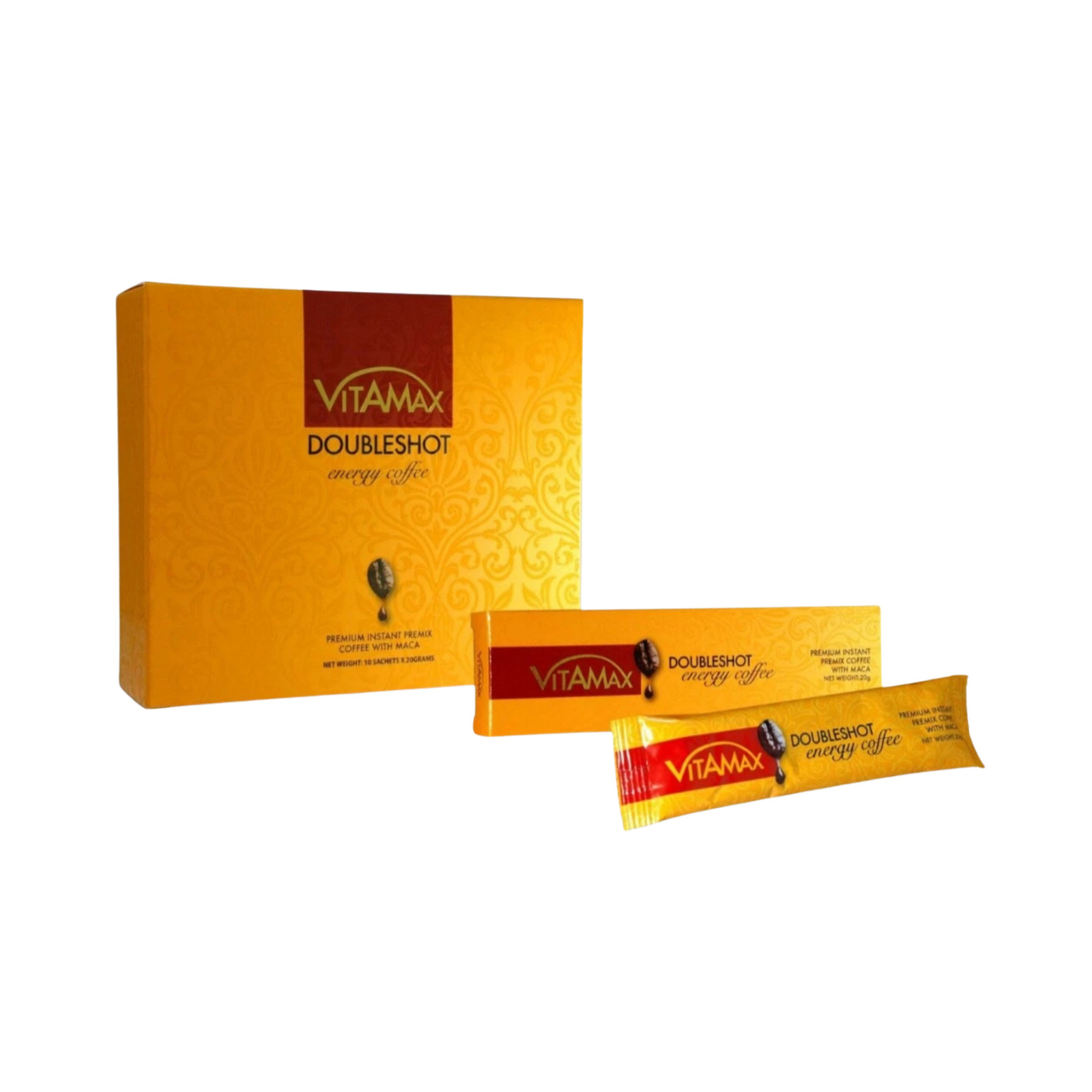 Vitamax Double Shot Energy Coffee for Men – Herbal Instant Drink (10 Sachets)