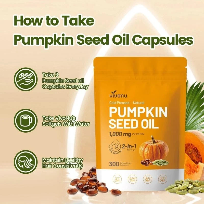 Organic Pumpkin Seed Oil Saw Palmetto Softgel 1000mg High Potency Formula