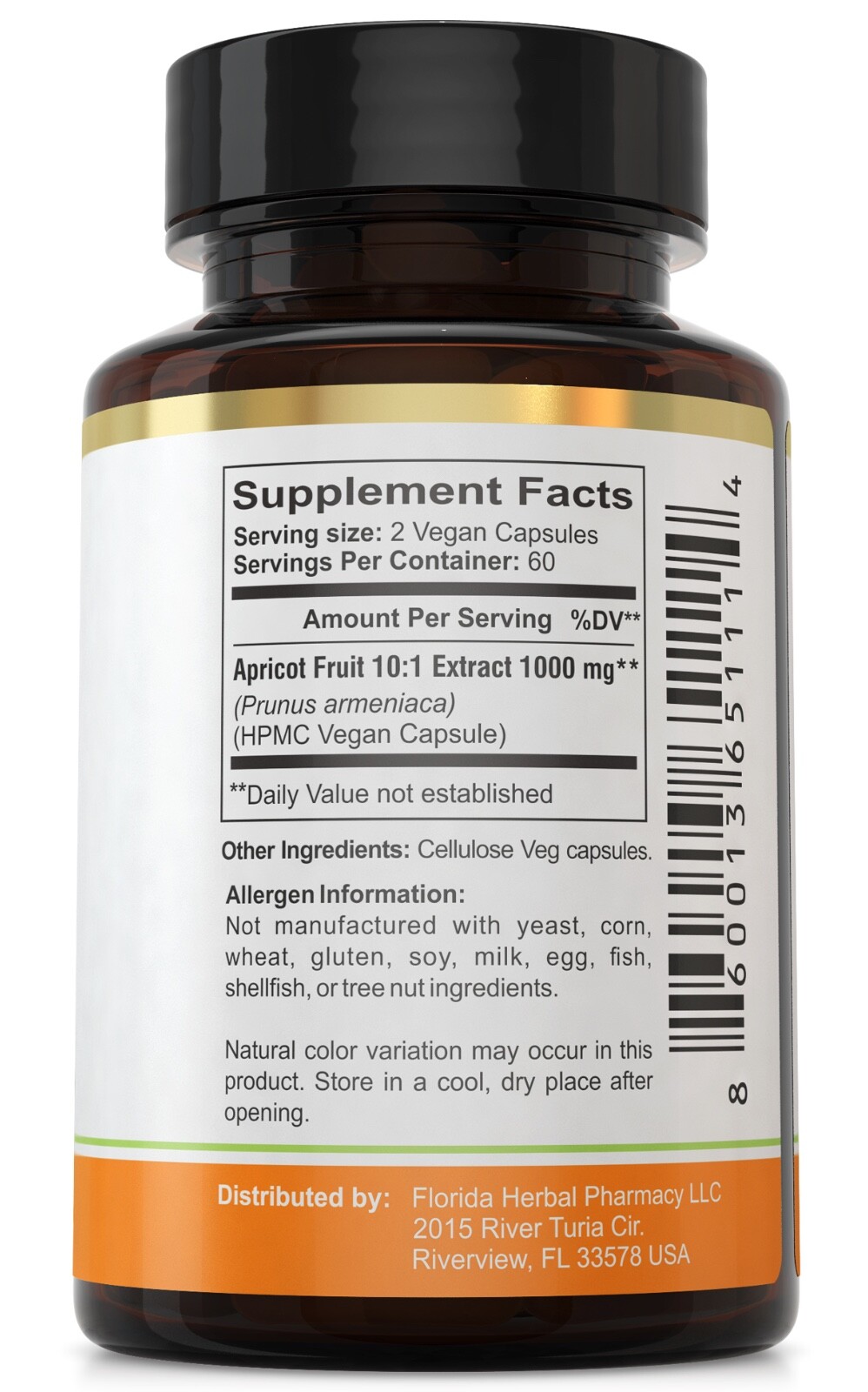 Apricot Extract Capsules 10:1 Supplement (120 Capsules)