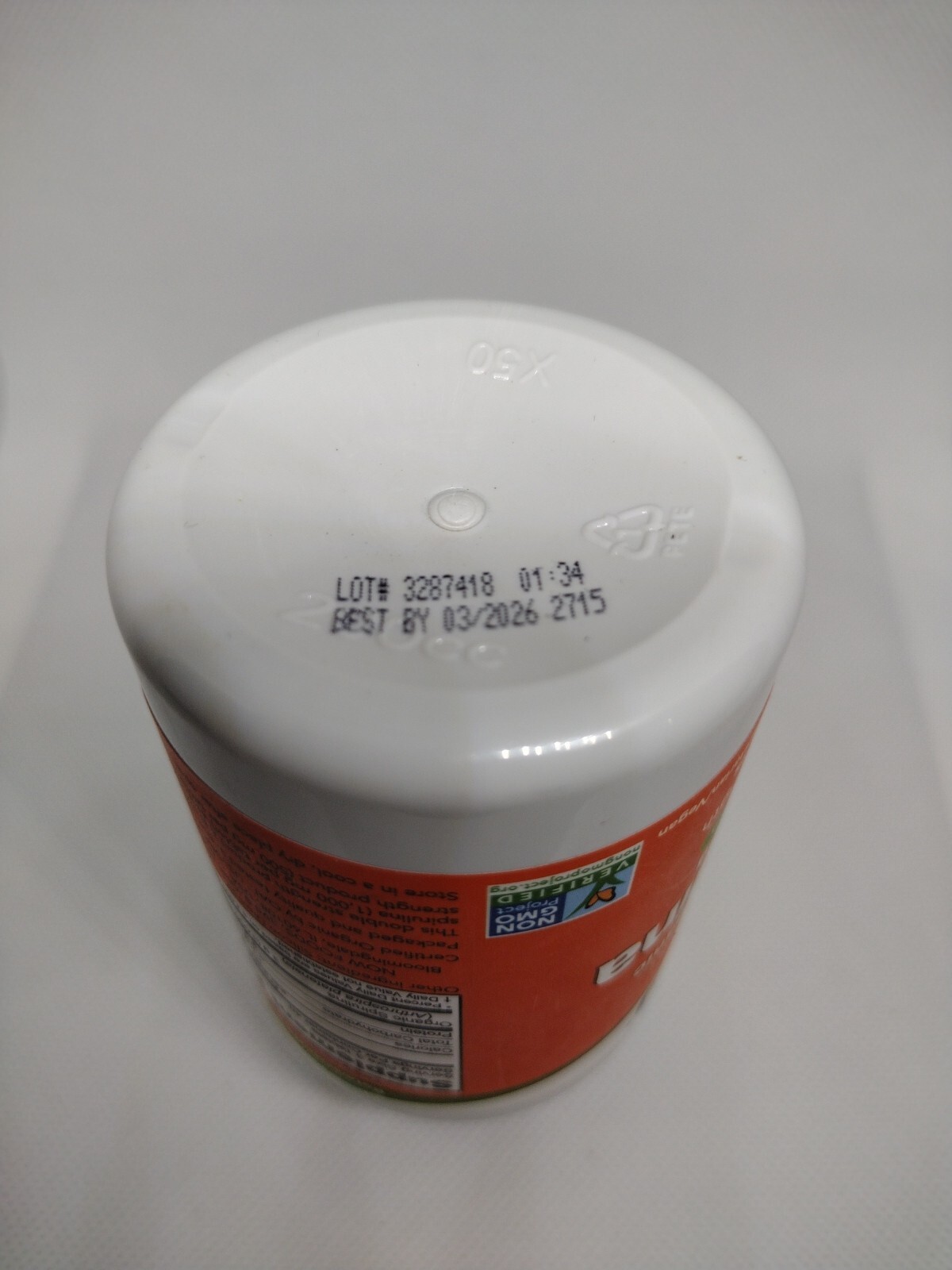 Now Foods Certified Organic Spirulina 1000mg 120 Tablets. Expiration date- 03/26