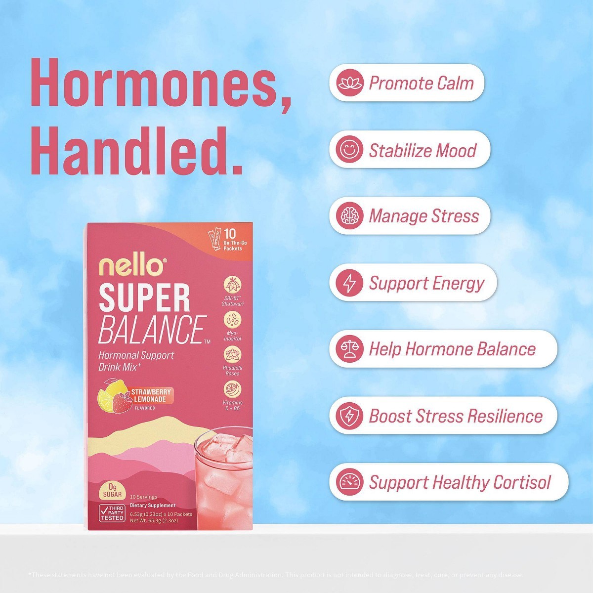 Nello Superbalance Drink Mix Supplement Powder – Strawberry Lemonade – 10ct