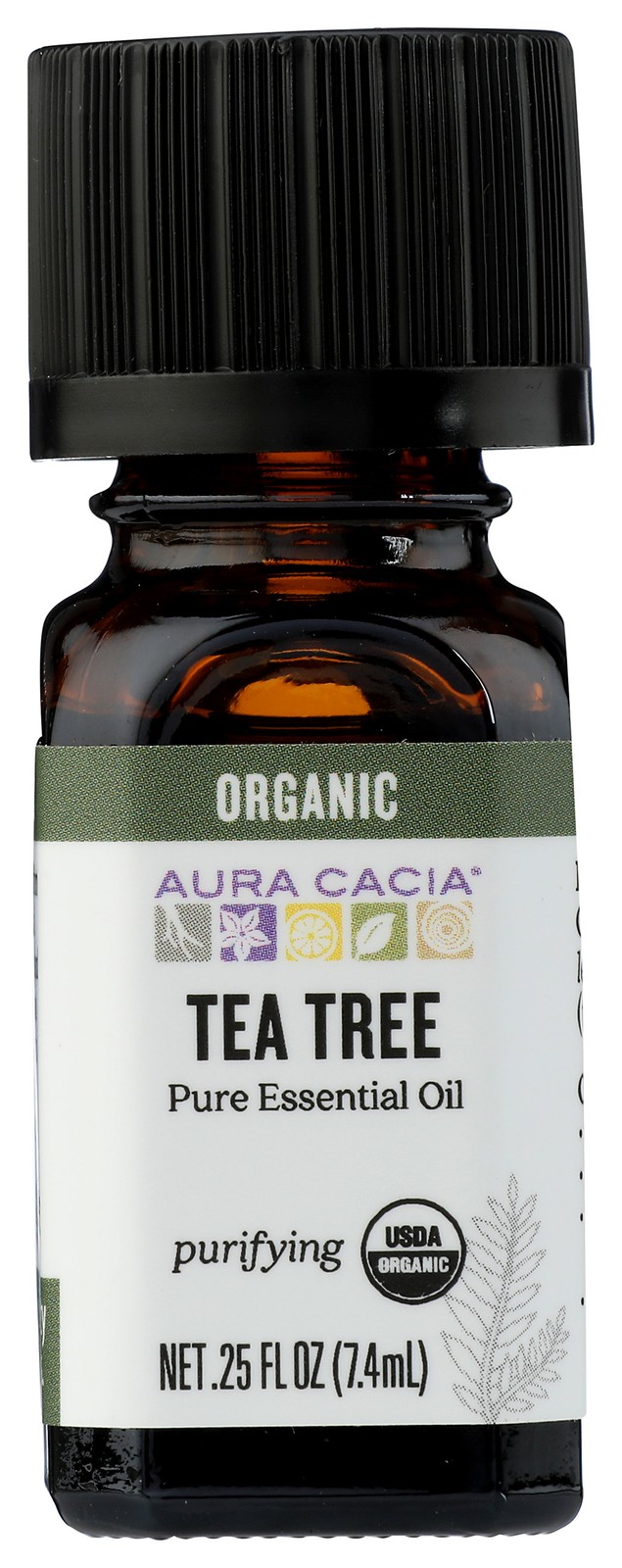 Aura Cacia Pure Tea Tree Essential Oil Organic 0.25 Oz 7.4 Ml 1 Pack
