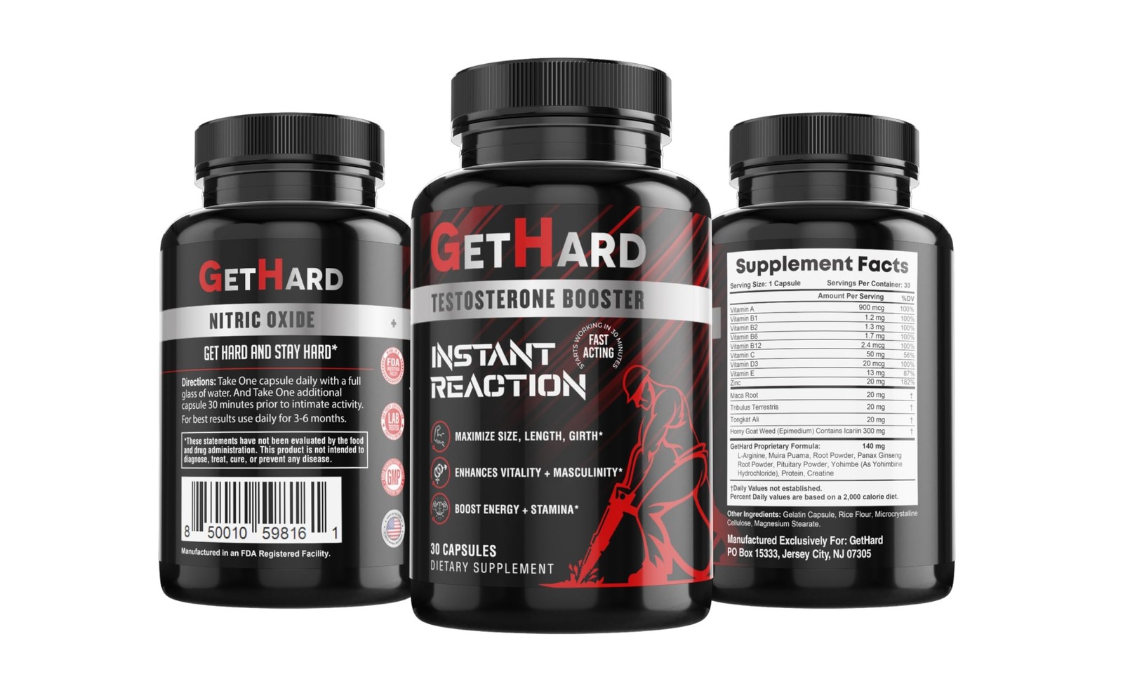 GETHARD™ Male Performance + MultiVitamins – Maximize Size, Length, G