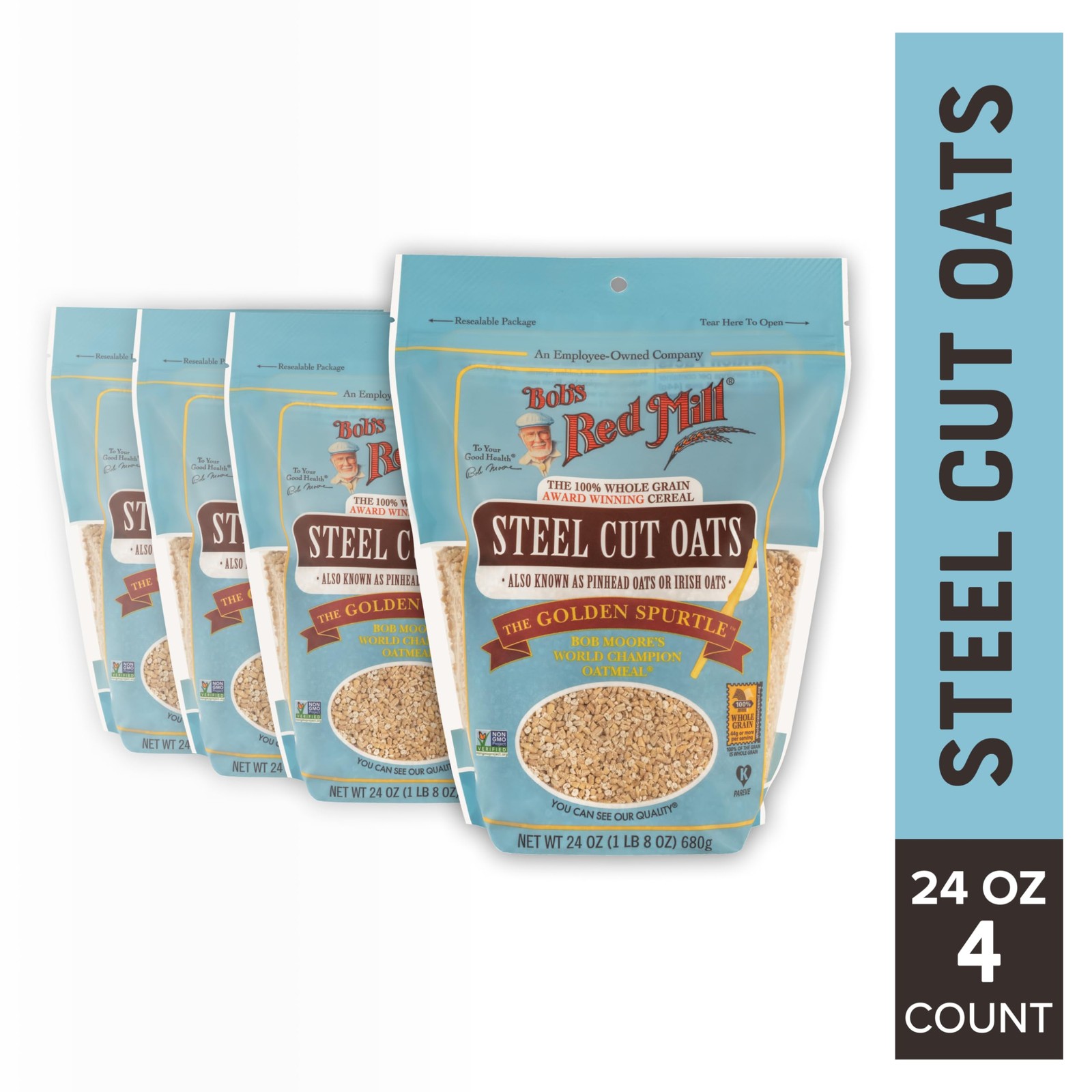 Bob’s Red Mill Steel Cut Oats, 24oz (Pack of 4) – 24 Ounce 4), Beige