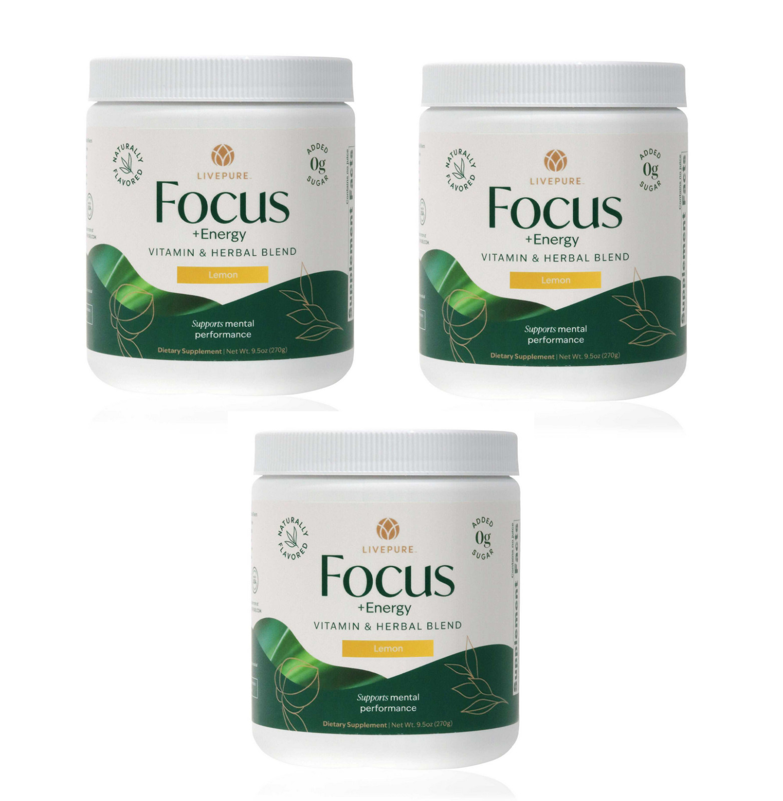 NEW 3X Live Pure Focus + Energy Tub, Lemon Exp 2028