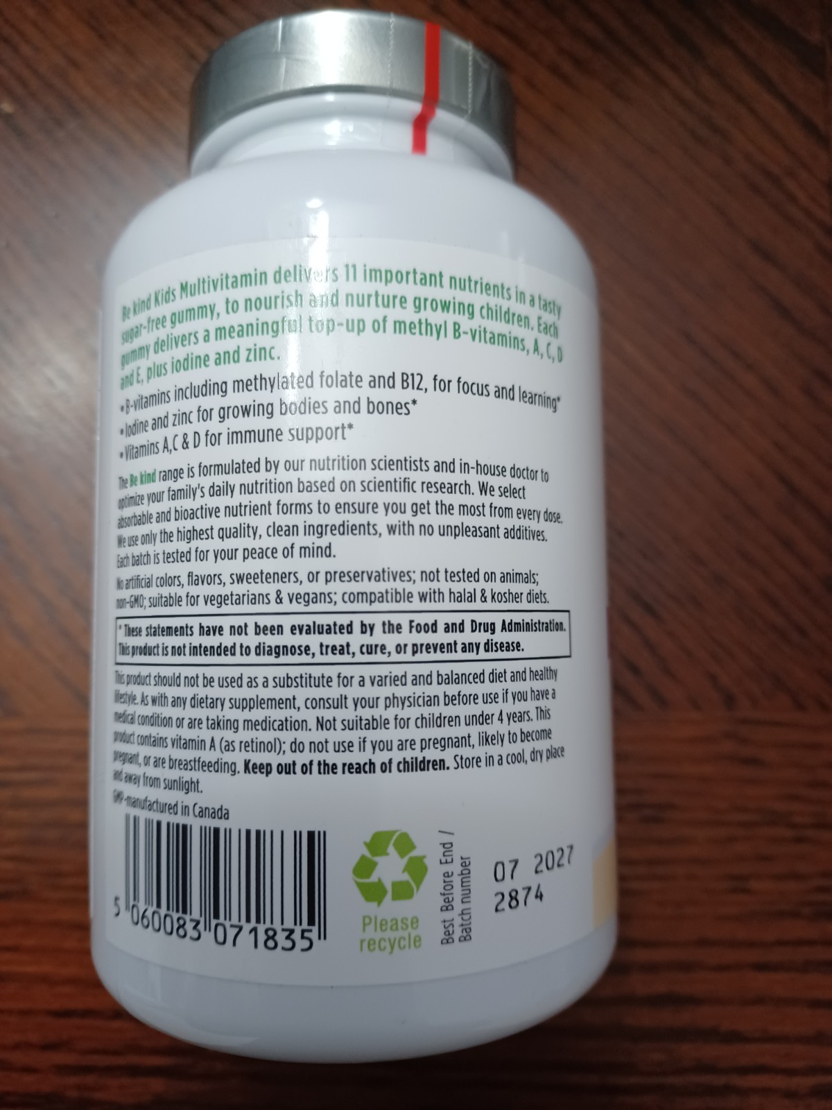 Be Kind Kids Multivitamin Gummy, MTHFR Supplement with B-Vitamins & Vitamin D