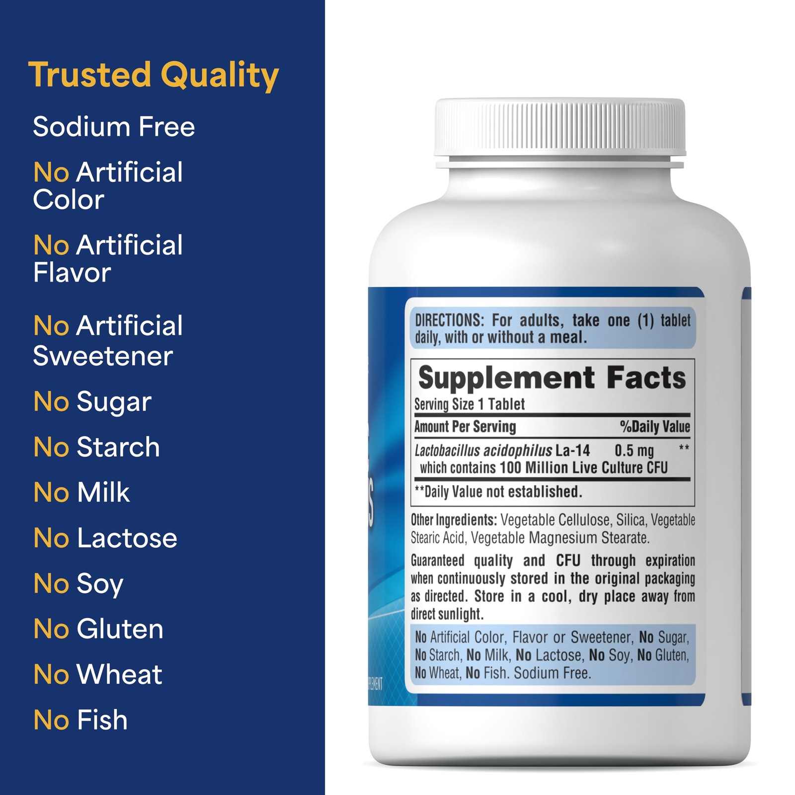 Puritan’s Pride Daily Probiotic Acidophilus, 100 Million Live Cultures, Dietary
