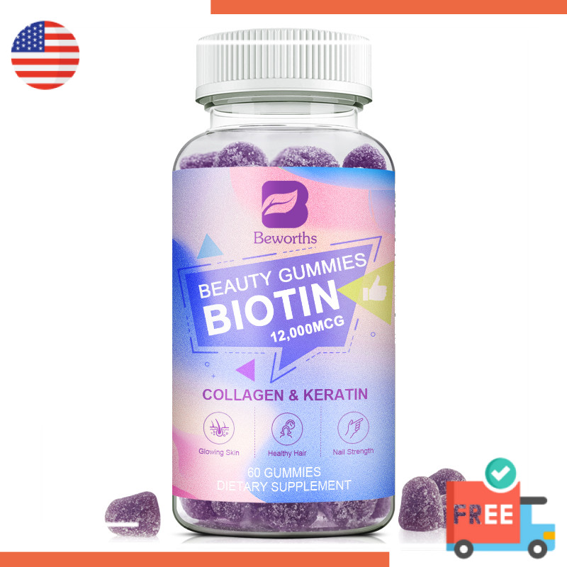 Hair, Skin & Nails Biotin Gummies with Collagen & Keratin Dietary Supplement