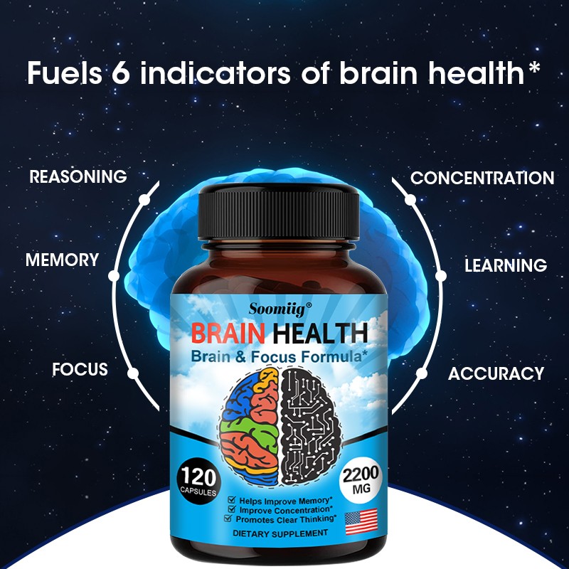 Brain Health Supplement Vitamin B Memory Focus Support 120 Pills Gluten Free