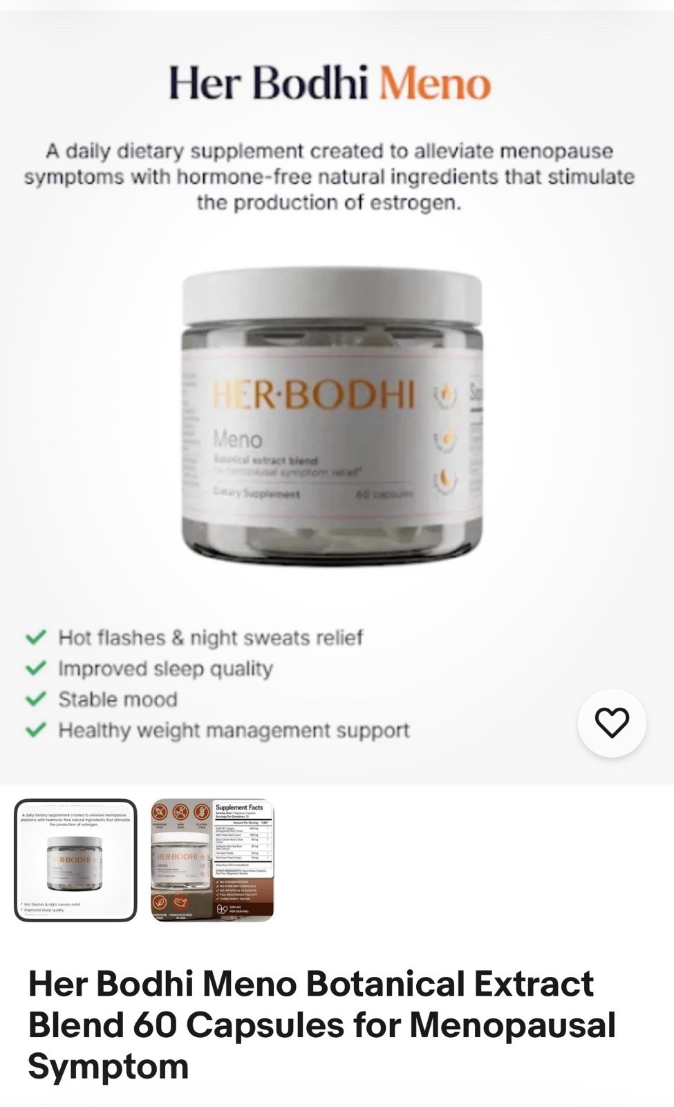 Her Bodhi Meno Botanical Extract Blend 60 Capsules for Menopausal Symptom