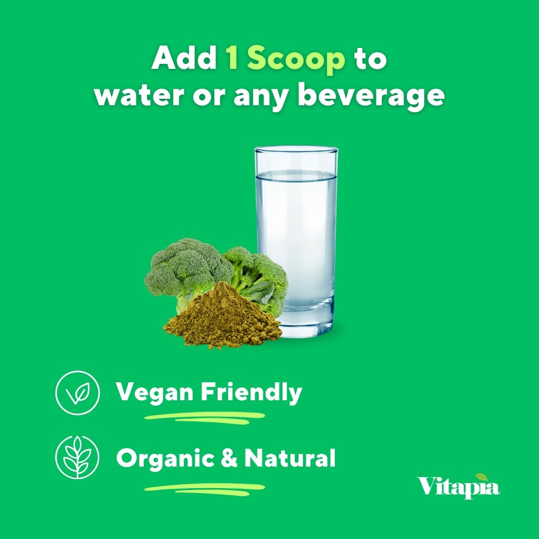 Vitapia Organic Broccoli Sprout Powder For Sulforaphane Antioxidant Brain Skin
