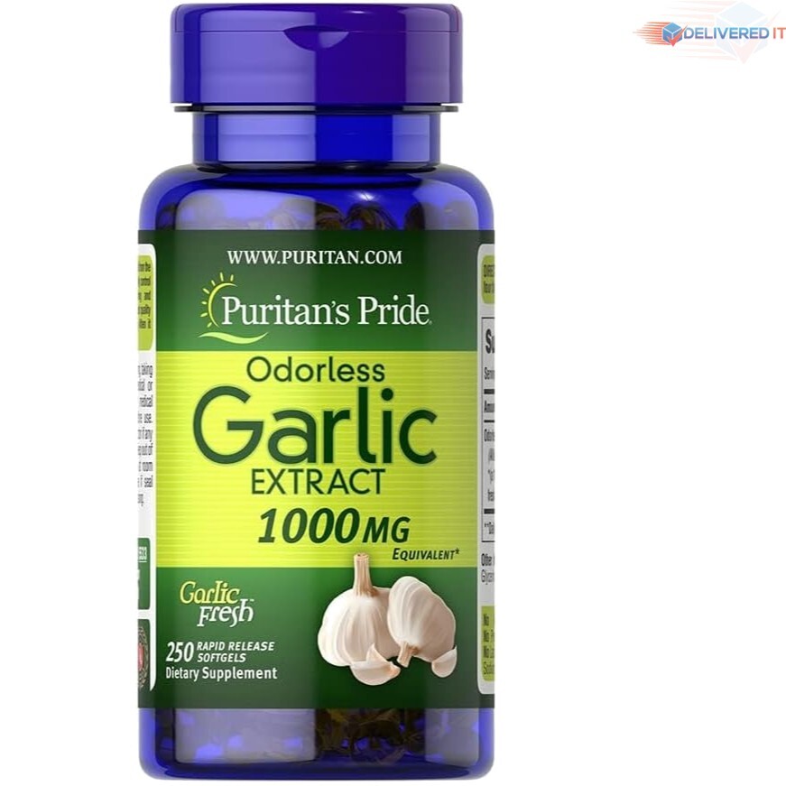 Traditional Herbal Odorless Garlic Supplement – 1000mg Equivalent, 250 Softgels