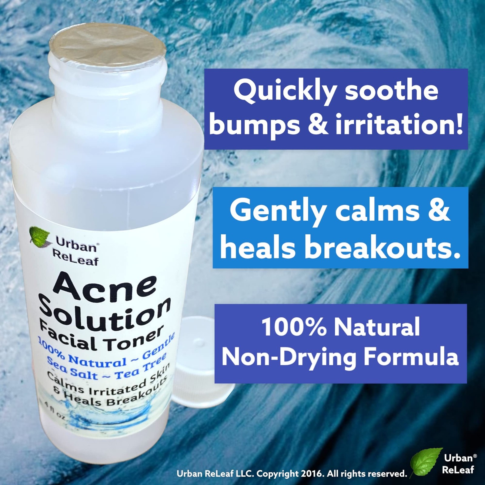 Urban ReLeaf Acne Solution Facial Toner! Sea Salt & Tea Tree. Soothe Skin, Ca…