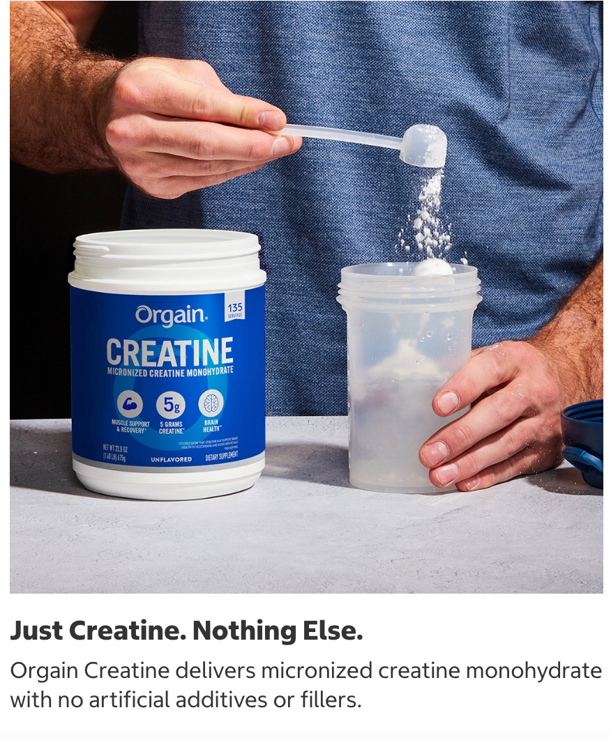 Orgain 5g Micronized Creatine Monohydrate, Unflavored, 1.48lbs